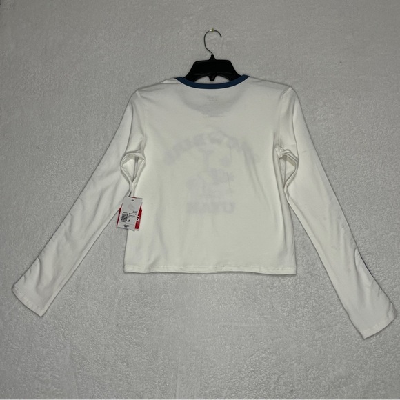 FOREVER 21 PEANUTS Long Sleeve Tshirt Woodstock "Snowbird Utah" White Blue Med. - Picture 2 of 12